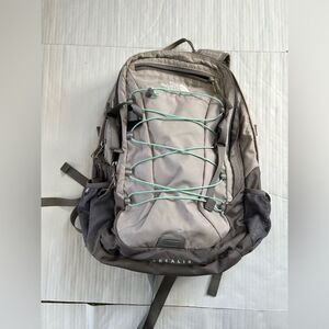 The North Face Gray Borealis Backpack with Green Accents